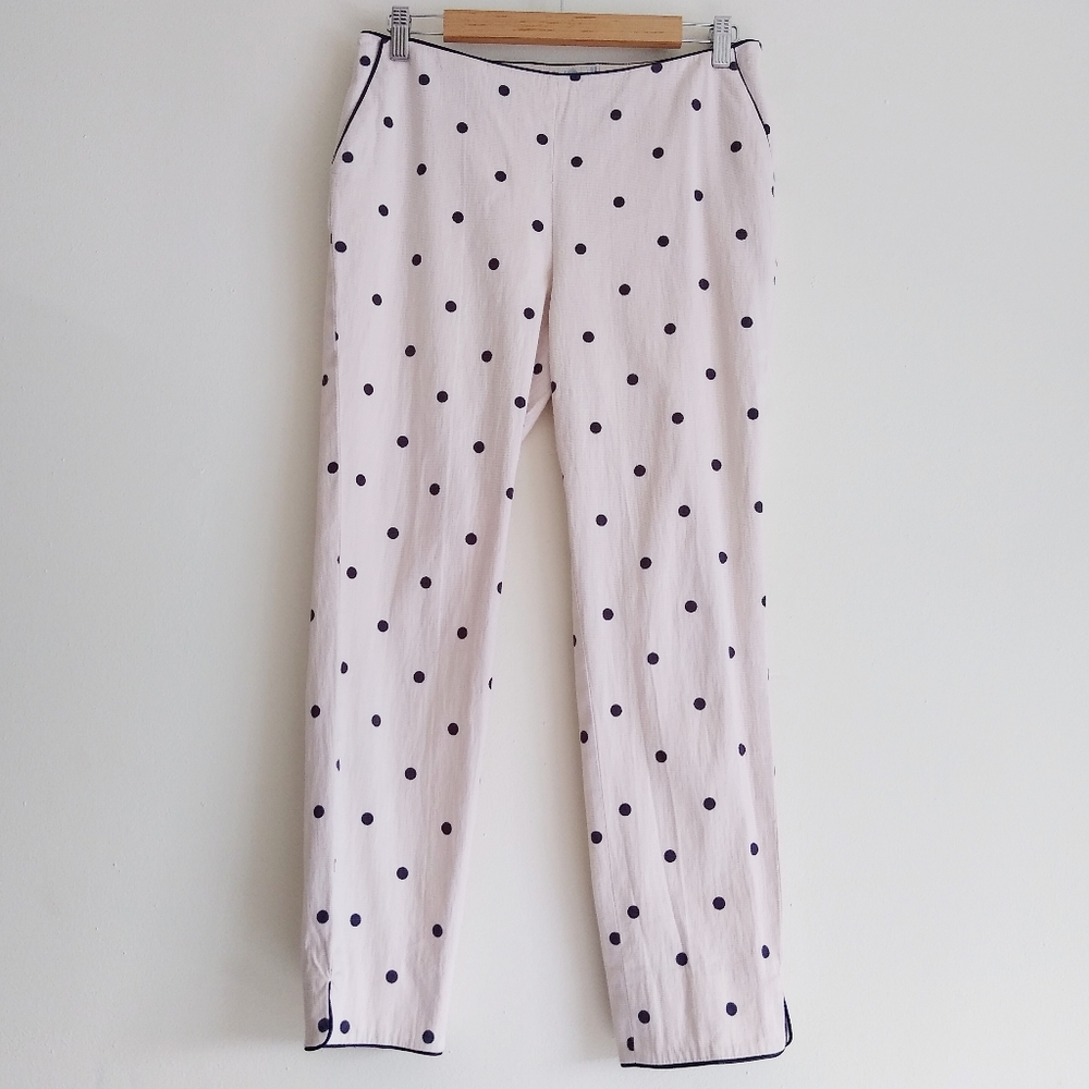 Boden capri pants cream and navy polka dot. Size 6. Like new!
